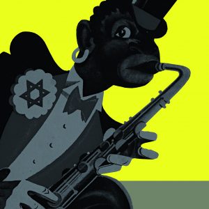 Karikatur: Das Titelmotiv der die Ausstellung 1938 begleitenden Broschüre von Hans Severus Ziegler