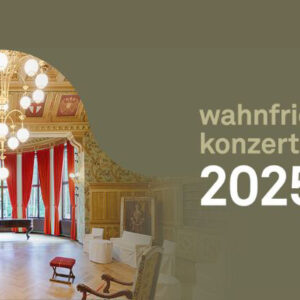 Ansicht des Key-visuals zu den wanfried-Konzerten. Man sieht den saal von Haus Wahnfried sowie den Schriftzug: Wahnfried-Konzerte 2025