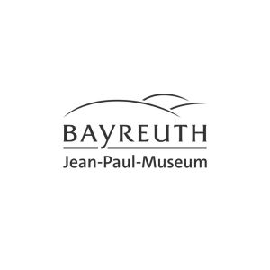Logo Stadt Bayreuth mit angedeuteten Hügeln und Lettern "Bayreuth" und "Jean-Paul-Museum"
