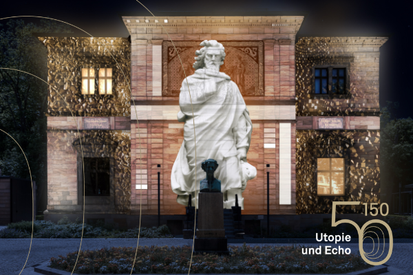 Fotomontage von Haus Wahnfriedin der Nacht.