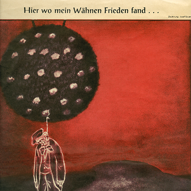 Karikatur: Der Geist Richard Wagners erhängt sich aus Gram über die Inszenierung im Bühnenbild der „Meistersinger“ von Wieland Wagner 1956
