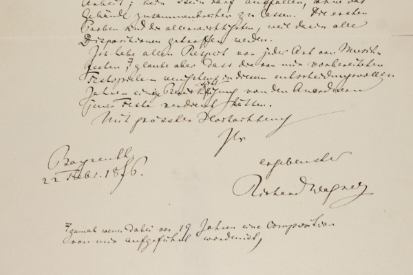 Original-Brief mit Unterschrift Richard Wagners, der Teil der Wagner-Briefausgabe ist.